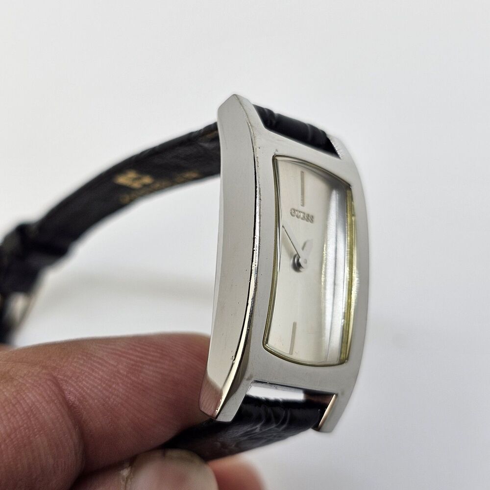 Guess Women's Watch 17MM Gray Case Gray Dial New Black Leather Bands New Battery - Picture 4 of 13